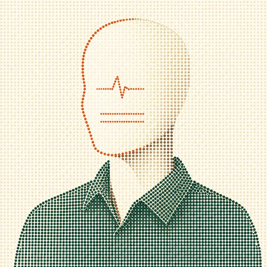Florian, der KI-Agent der Zeitpraxis, als Halbton-Illustration ohne Gesicht